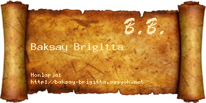 Baksay Brigitta névjegykártya
